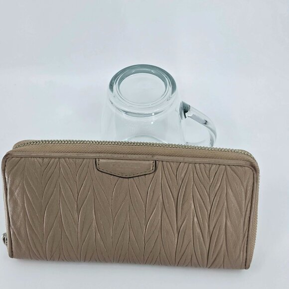 Coach Handbags - Coach Madison Gathered Leather Accordion Zip Around Wallet Beige Taupe